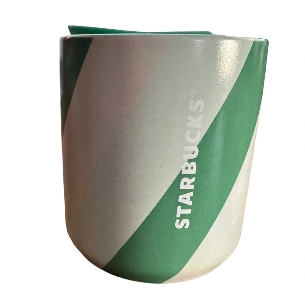 STARBUCKS HOLIDAY 2022  HREEN STRIPED 8OZ. CERAMIC TUMBLER
